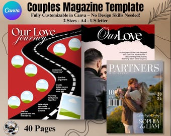 Plantilla de revista personalizada para parejas / Regalo de aniversario y relación / Regalo digital personalizado para él y para ella, regalo de pareja, regalo de compromiso