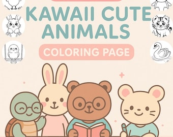 100 Kawaii Animal Coloring Pages | Kids & Adults (PDF)