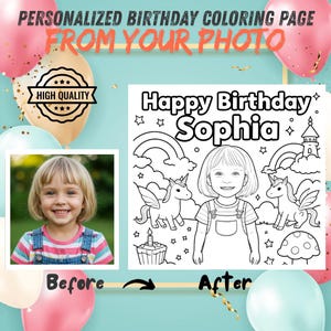 Birthday Coloring Page | Personalized Gifts for Kids | Custom Coloring Page | Gift for Kids | Birthday Party Favor | Choose Your Design