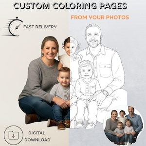 From Your Photo to Coloring Page | Personalized Portrait Coloring Book | Custom Kids Gift | Printable Digital Download Art