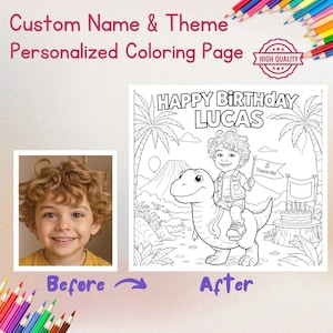 Custom Birthday Coloring Page | Personalized Name Coloring Sheet for Kids | Printable Party Favor & Birthday Gift Idea