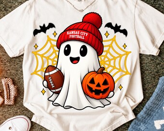 Halloween Football PNG, Ghost Football PNG, Spooky Football Design, Pumpkin Football PNG, Halloween Sports Sublimation,Football Shirt Design