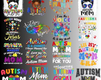 Autism Mom PNG Bundle, 16 Designs Autism Awareness PNG, In My Autism Mom Era, Autism Jesus Cross PNG, Neurodiversity Mama Shirt Design,gifte