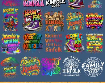 Kickin It With My Kinfolk bundle PNG - Family Reunion 2026 png Design, Matching Kinfolk Group Vacation Cut File,Family Trip Digital Download
