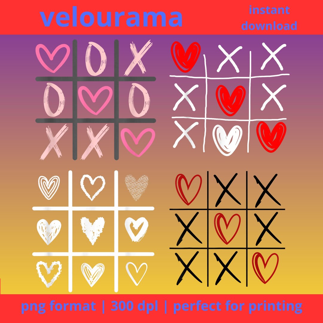 Valentine Tic Tac Toe PNG Bundle,love Png, Valentines Day Png, Trendy ...