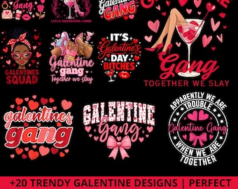 Galentine's Day SVG Bundle, Galentine Gang PNG, Funny Girls Valentine Clipart for Cricut, Galentines Squad Shirt Design,Sublimation Printing