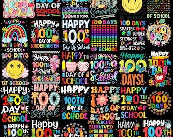30;100 Days of School PNG Bundle, Happy 100th Day of School Sublimation, My Students are 100 Days Smarter, Teacher Survival School Designs