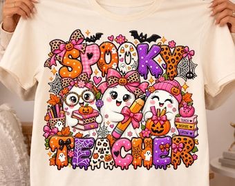 Spooky Teacher PNG Bundle, Halloween Teacher PNG, Cute Ghost Teacher Design, Halloween Teacher Shirt png, School png, Sublimation Design