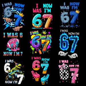 I Was 6 Now I'm 7 Birthday Boy bundel  PNG,7th Birthday Shirt Design for Kids,Funny Age 7 Party Graphic,Level 7 Unlocked Gaming Theme,Digita