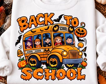 Halloween Back to School PNG, Spooky School Bus PNG, Halloween School png, Back to School Shirt Design, Teacher PNG, Sublimation png