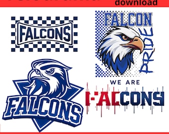 Falcons Team PNG Bundle | Falcon Pride Clipart | School Mascot Sports PNG | Blue Falcons Football Graphic | Game Day Spirit Shirt Design