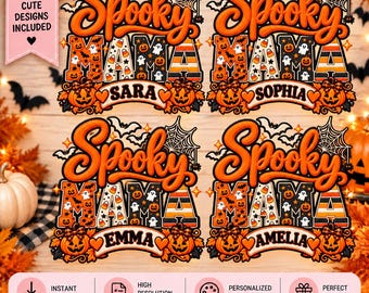 Personalized Halloween Mama PNG, Spooky Mama Custom Name PNG, Halloween Mom Shirt Design, Mama Sublimation PNG, Digital Download
