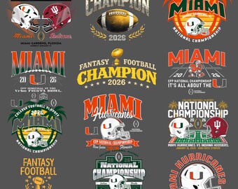 Miami Hurricanes vs Indiana Hoosiers National Championship 2026 PNG, IU vs Miami Football Matchup, CFP Final Sublimation, Bowl Game Art