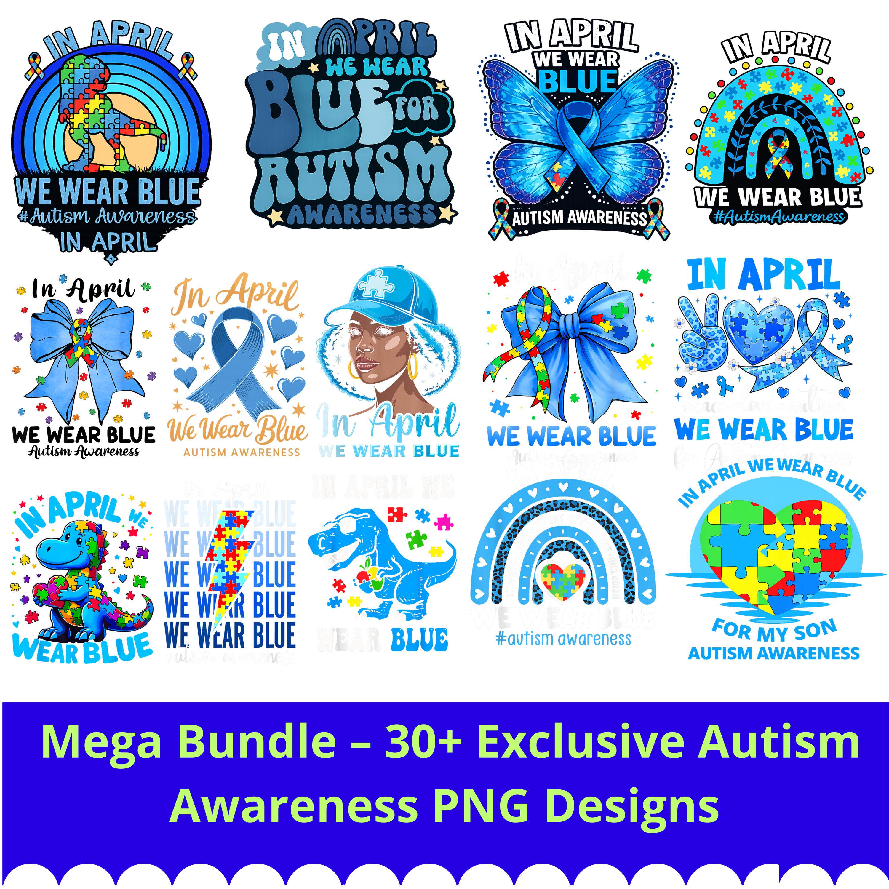 In April We Wear Blue PNG Bundle – Autism Awareness Month Designs ...