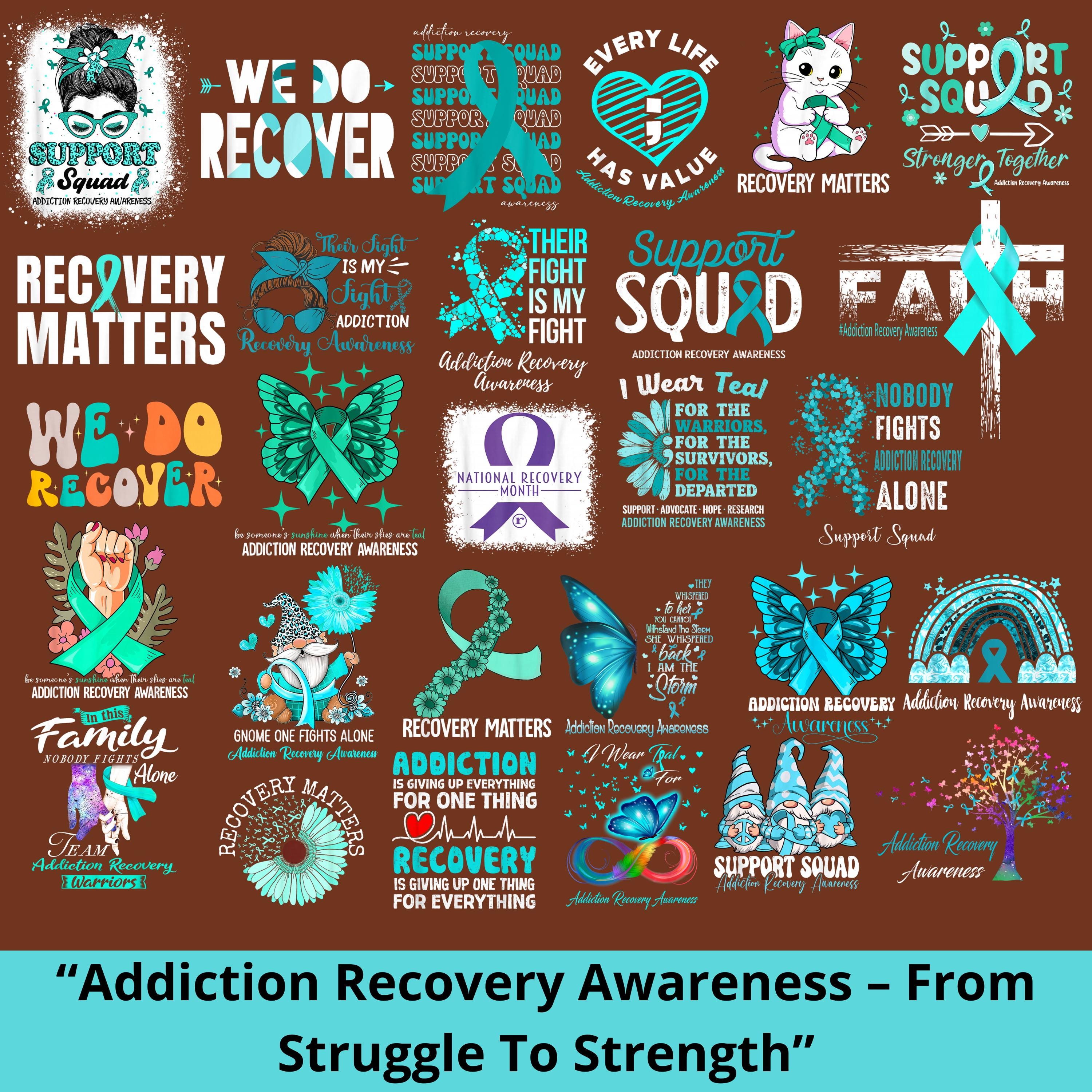Addiction Recovery Awareness Png Bundle, Addiction Recovery Png, Teal ...