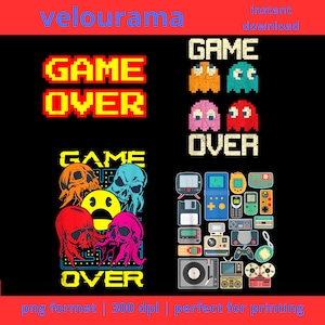 Gaming PNG Bundle,Game Over Pixel Art, Nostalgia Gamer,gamer boys,Gamer Kids PNG,Video Game Controller,School Unlocked,gift gifteful,gifte