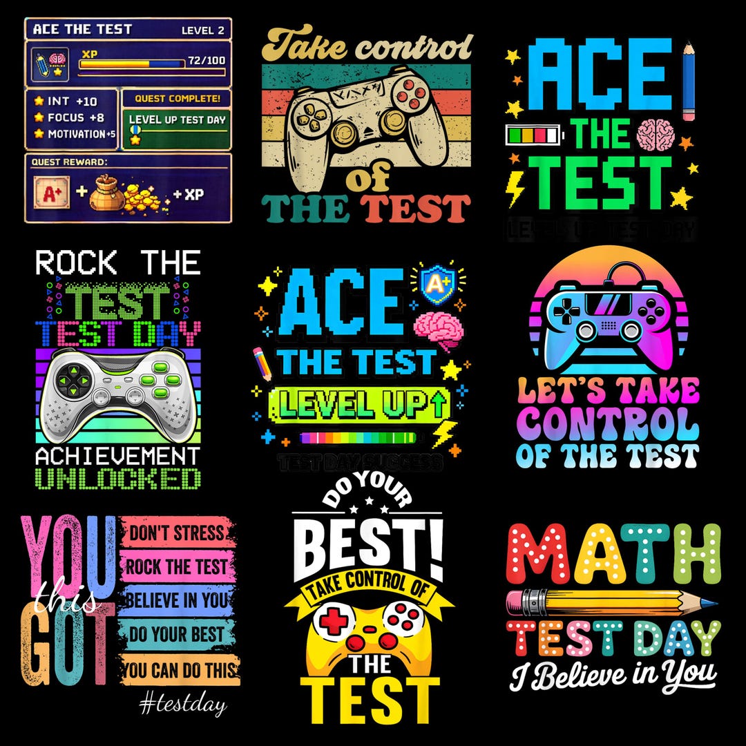 Gamer Test Day PNG Level up Ace the Test With Pixel Art Designs.perfect ...