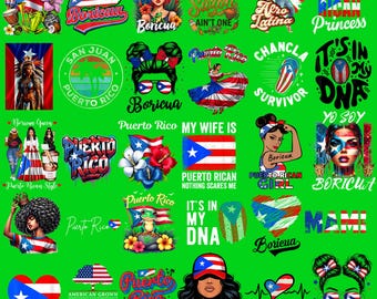 Puerto Rico Flag PNG Bundle, Boricua Pride Tropical Island Travel Design, Digital Download