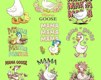 Mama Goose sublimation bundle, funny mom duck PNGs,Farm Mama Animal PNG Bundle, Watercolor Chicken Cow Duck Goose Designs (Digital Download)