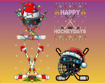 Christmas Hockey PNG Bundle, Happy Hockeydays Sublimation, Xmas Hockey,christma's gift, Hockey Mask Santa Hat,christmas gifte,christma gift