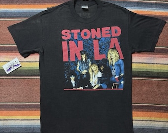 Vintage stijl 1989 Guns N' Roses Stoned in LA Band T-shirt dubbelzijdig maat S-4XL