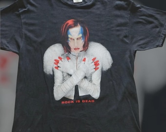 Marilyn Manson-T-shirt vintage stijl Rock Is Dead, Omega, mechanische dieren