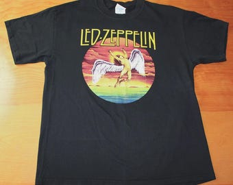Vintage stijl led-zeppelin-T-shirt met zwanenzang aan één kant, maat S-4XL