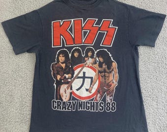 Vintage KISS Crazy Nights 1988 Concert Tour T-shirt dubbelzijdig maat S-4XL