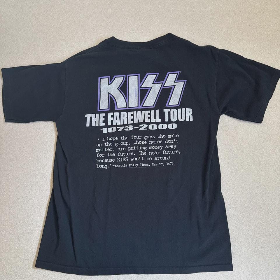 Vintage Style KISS the Farewell Tour 1973-2000 T-shirt Double Side