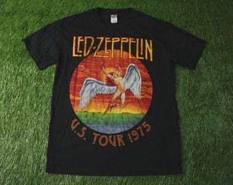 Vintage stijl Led Zeppelin US Tour 1975 T-shirt aan één kant, maat S-4XL