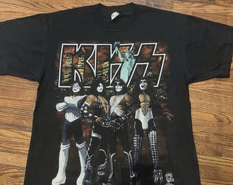 Vintage stijl KISS Alive Worldwide Tour T-shirt 1996-1997 rockband T-shirt