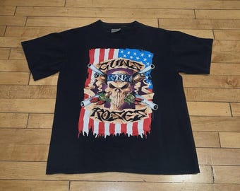 Vintage Guns N Roses Use Your Illusion Tour T-shirt 1991-1992 dubbelzijdig maat S-4XL
