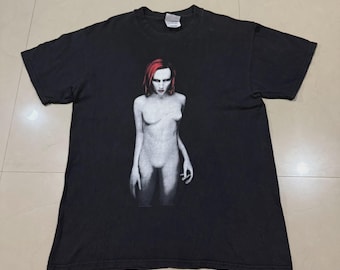Vintage Style Marilyn Manson 1998 Mechanical Animals T-Shirt Double Side Size S-4XL