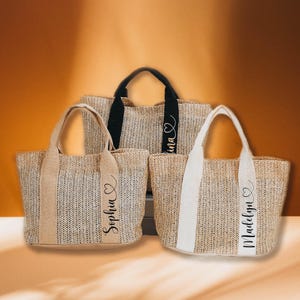 Personalized Straw Beach Bag: Custom Name Burlap Tote