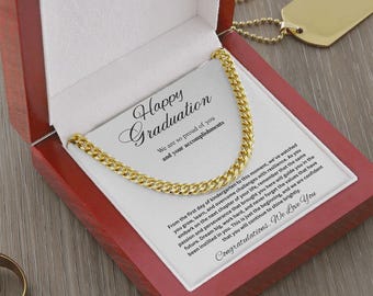 Collana con maglie cubane per laurea da uomo, in acciaio inossidabile o oro