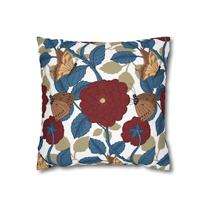 Botanical Decorative Pillowcase, Cozy Home Decor, Floral Cushion Cover, Vintage Style Accent Pillow, Bohemian Gift for Any Occasion