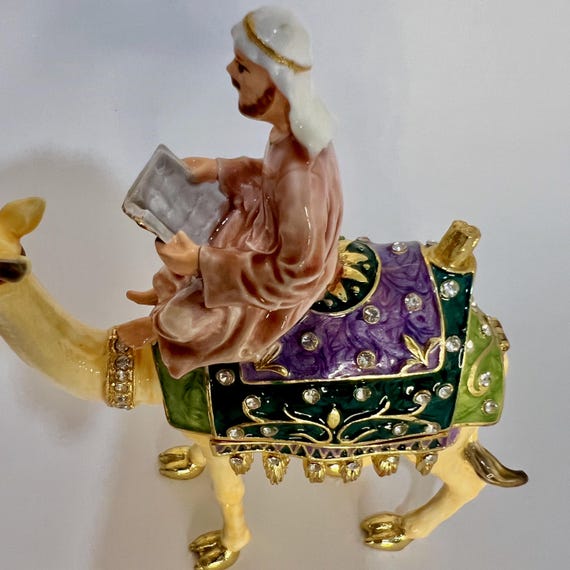 Vintage Trinket Box – Wise Man on Camel – Hinged,… - image 10