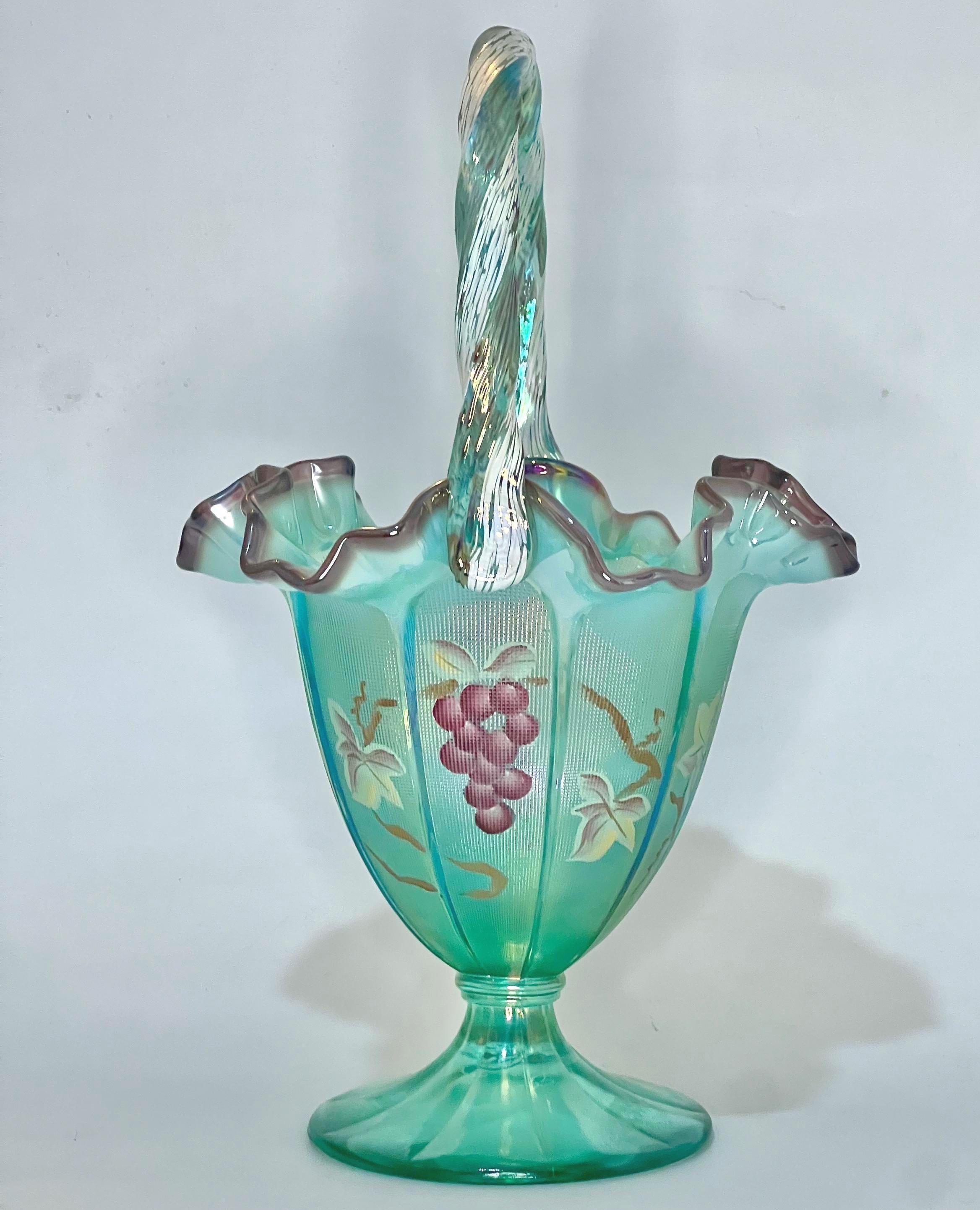 Fenton Emerald Green Basket - Etsy