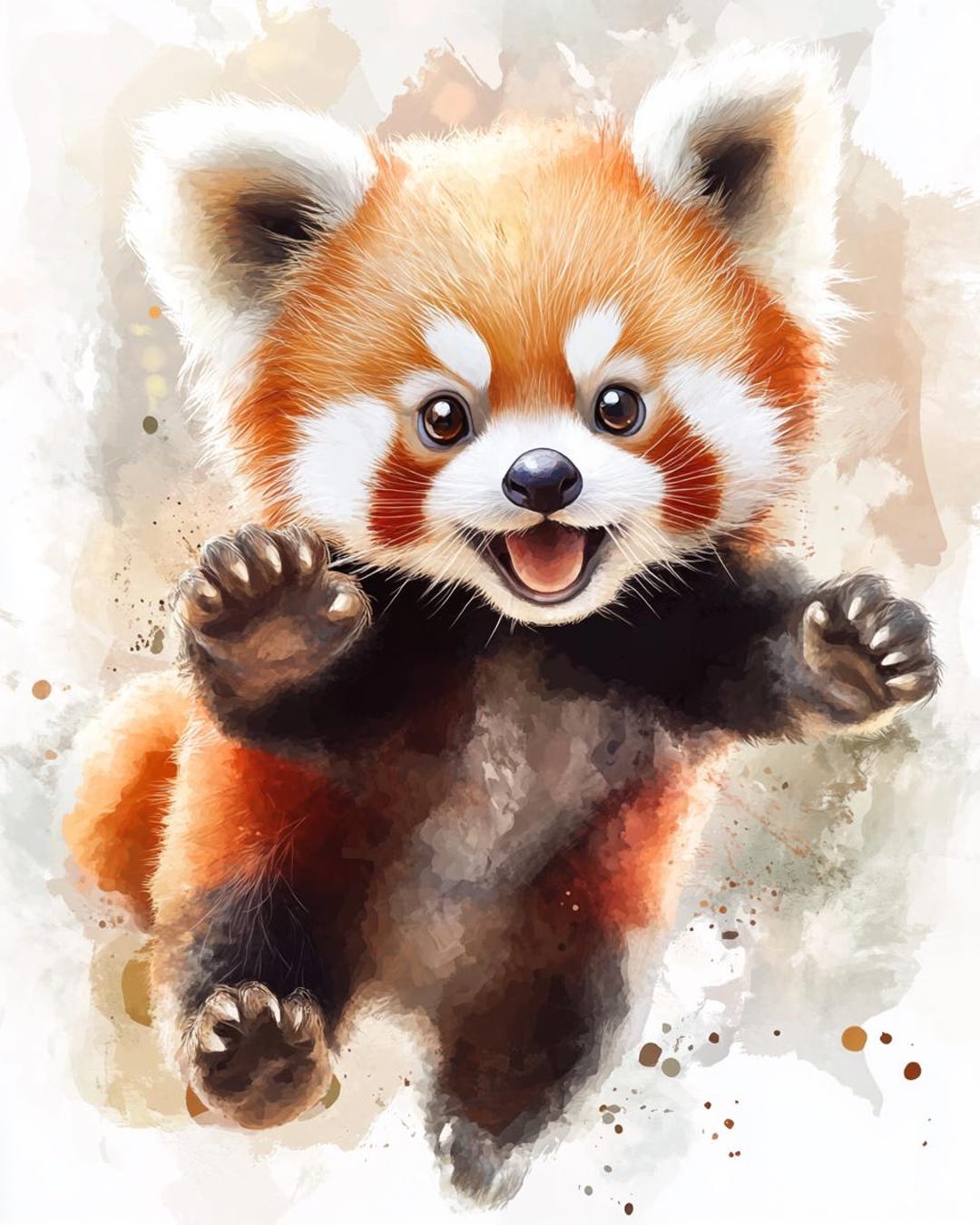 Red Panda Watercolor Print – Baby Animal Nursery Art (digital Download ...
