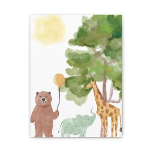Whimsical Animal Canvas Art, Nursery Wall Decor, Children&#39;s Artwork, Baby Shower Gift, Playroom Decor