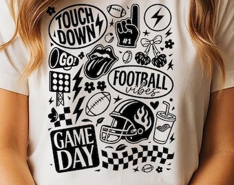 Touchdown de football png, match de football png, sublimation de maillot de football preppy, noeud de football d'automne vintage png, maman de football à la mode