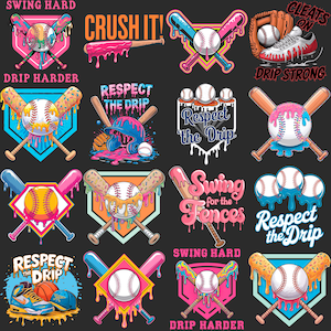 BASEBALL Drip SVG Bundle, Baseball SVG, Baseball Shirt ,Baseball Mom, Sublimation, Ice Cream Drip, Baseball game day, Team colors
