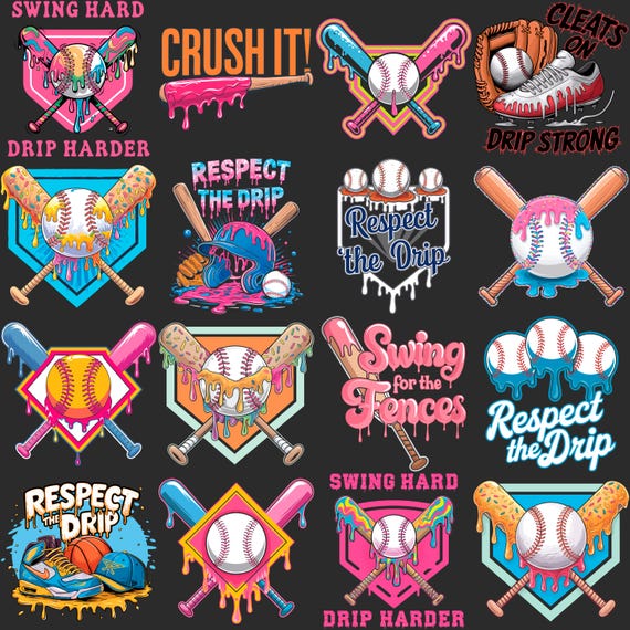 BASEBALL Drip SVG Bundle, Baseball SVG, Baseball Shirt ,Baseball Mom, Sublimation, Ice Cream Drip, Baseball game day, Team colors