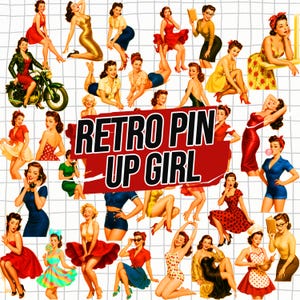 Vintage 1950s Women png bundle, 33 Retro Pin up Girl Png Bundle, Sassy Mom, Retro Women, Sarcastic Women, clipart, download, commercial use,