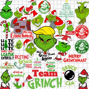 Grinch Weihnachten SVG Bundle, The Grinch SVG PNG Dateien, Grinch Gesicht svg, Grinch Hand, Grinch svg Bundle, Weihnachten svg