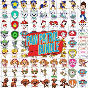 Welpen-Rettungsteam SVG-Bundle | 80+ Cartoon Hund Schnittdateien | Kinder Party Clipart | Hund Held PNG & SVG für Cricut | Sofortiger digitaler Download