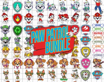 Puppy Rescue Team SVG Bundle | 80+ Cartoon Dog Cut Files | Kids Party Clipart | Dog Hero PNG & SVG for Cricut | Instant Digital Download