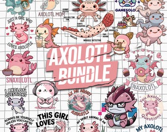 Pacote de Axolotl PNG fofo, Pacote de Axolotl engraçado, Axolotl png, Axolotl png, Sublimação de Axolotl, Arquivo de corte de axolotl, Animais fofos, Axolotl svg