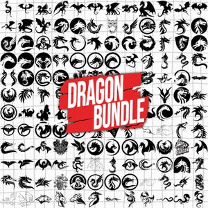 150 Dragon SVG Bundle, Dragons SVG Fire Dragon Svg Tribal Dragon Tattoo Designs  Chinese Dragon Clipart Mythical Beast Vector Flying Dragons