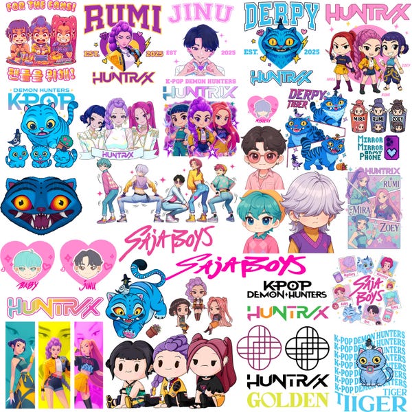 Adesivi Anime Huntrix 74 Pezzi - Stickers Impermeabili Per Laptop, Valigia, Diario, Stile Kpop Demon Huntrix